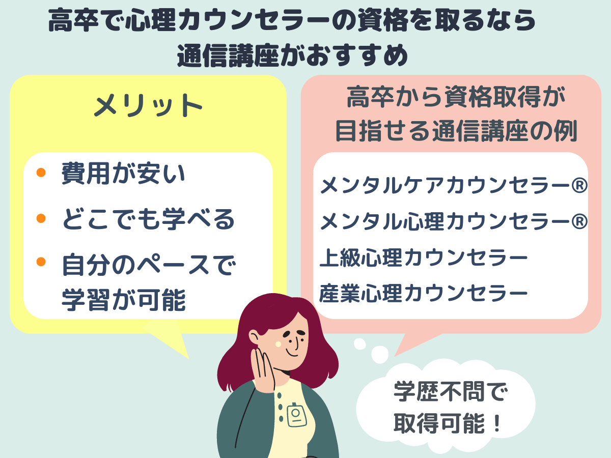 高卒で心理カウンセラーの資格を取るなら通信講座がおすすめ